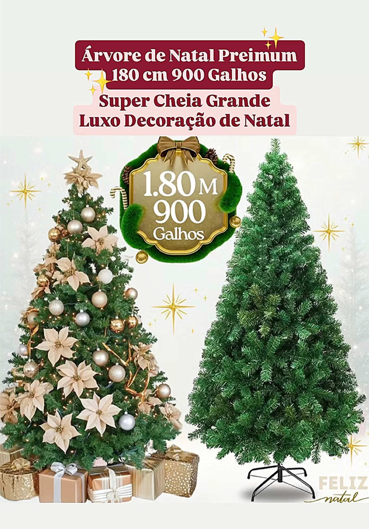 Árvore de Natal Preimum 180 cm 900 Galhos Super Cheia Grande Luxo Decoração de Natal ##arvoredenatal##montandoarvoredenatal##arvoredenataldourada##natal
