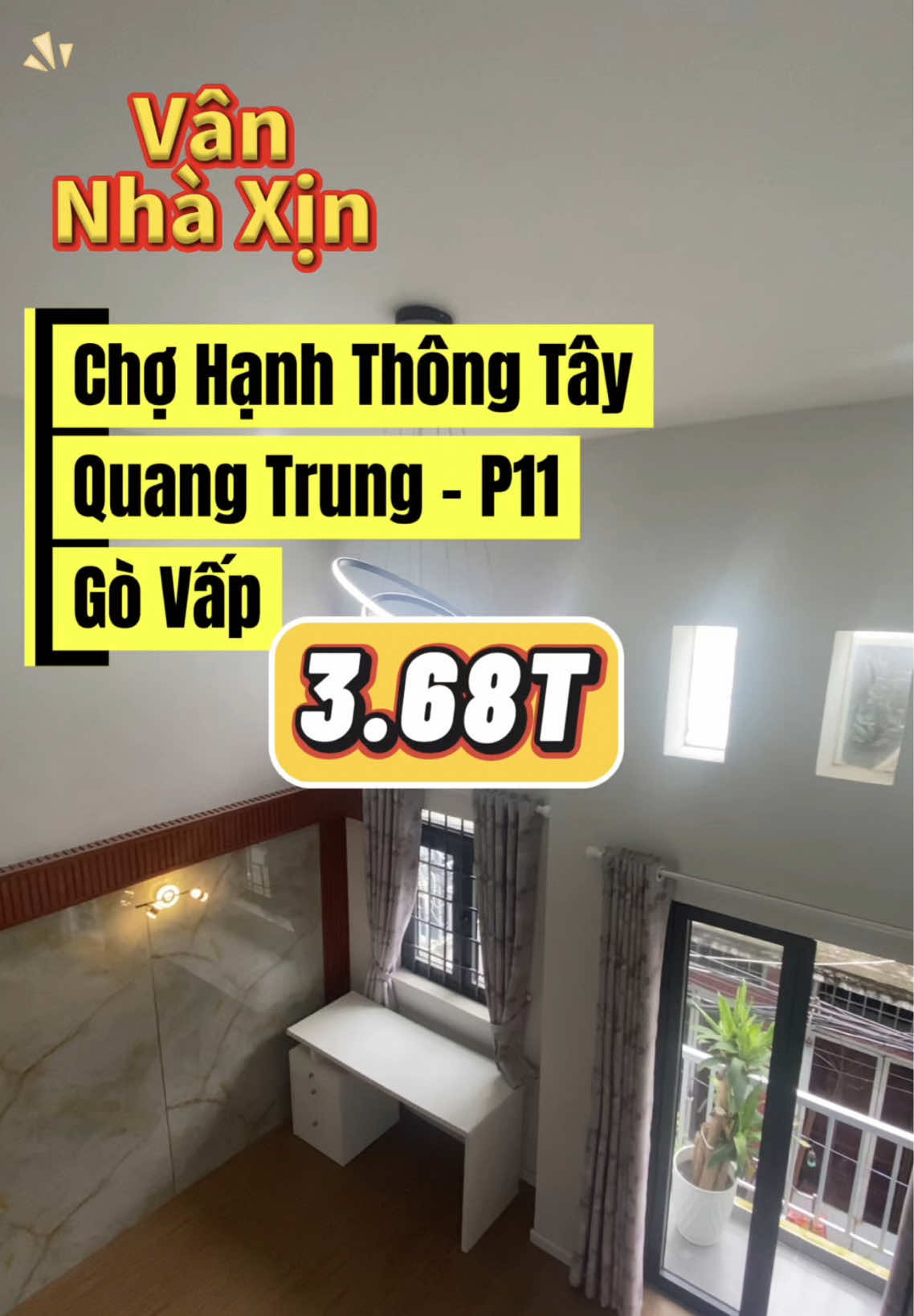 🚀Nhà Quang Trung - Phường 11 - Gò Vấp  | 25m2 | 💰3.68T sổ hồng riêng hoàn công đủ 50m2 😍 ☀️1 trệt 1 lửng, 1 lầu : PK, P bếp, 2 PN, ban công rộng.  💝Hẻm : 2.5m thông 🚀 cách HXT tải thông 20m, gần chợ Hạnh Thông Tây, CV làng hoa. #vannhaxin #nhabangovap #nhabanquan12 #seriesnha3ty4ty #bbvantranbds 