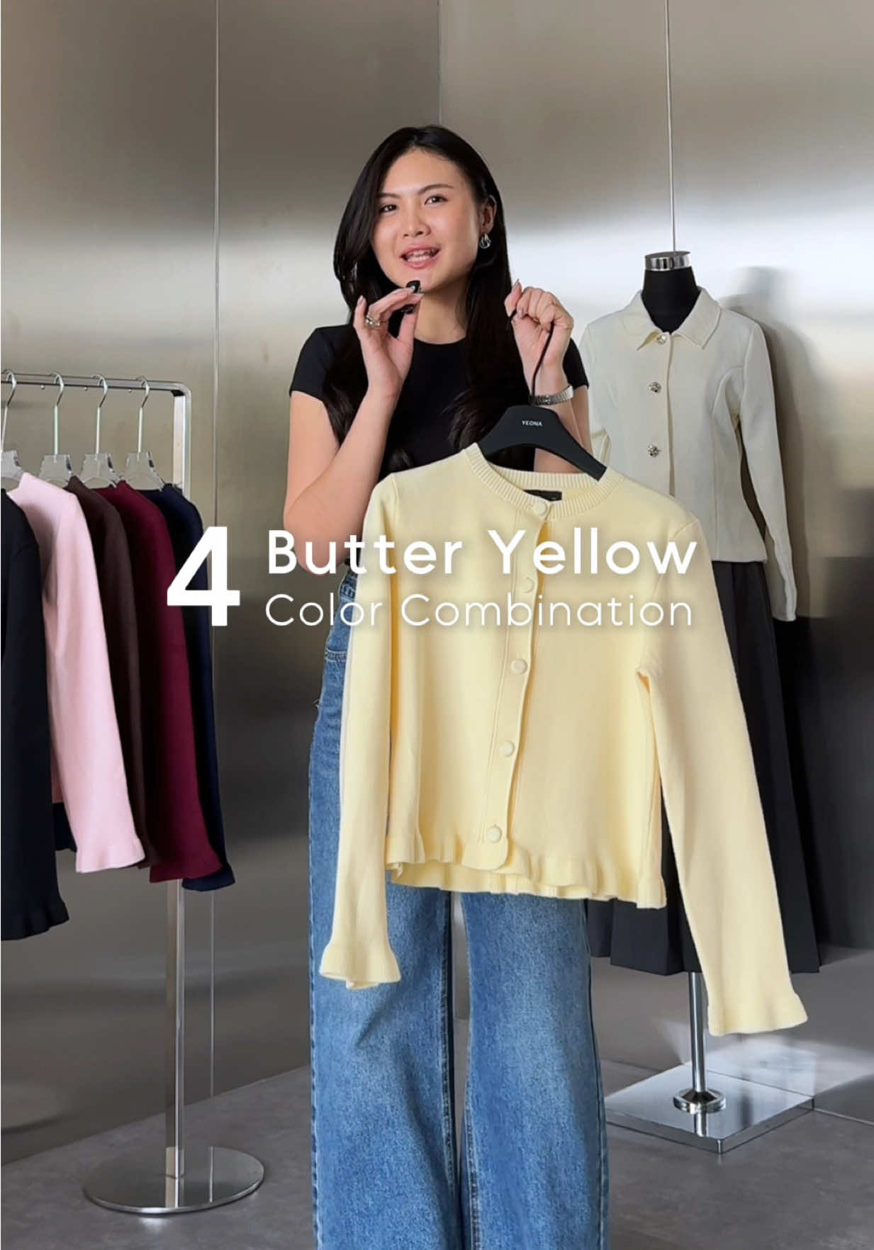 Best color combinations for Butter Yellow 🧈💛 #fyp #fashiontiktok #fashiontiktokforyou #dunejeans #oropants 