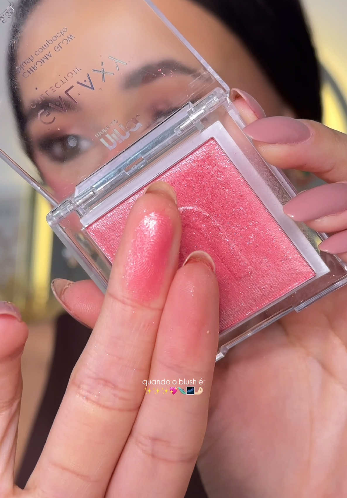 Que brilhooo é esse @Nina Makeup Brasil 😱✨💖 Esse é o novo blush Chorma Glow da Coleção Galaxy da Nina Makeup! Essa é a cor Mercúrio Id dele no @Mercado Livre Moda  JOICYS-1Y1B #MercadoLivreModa #OMelhorDaBeleza #ninakeup #blush #blushs 
