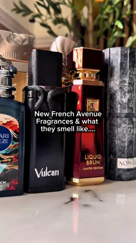 New releases are unreeeaaaal. Which one will be your favourite? #fragrancetok #middleeasternfragrance #frenchavenue #vulcanblack #liquidbrunextrait 