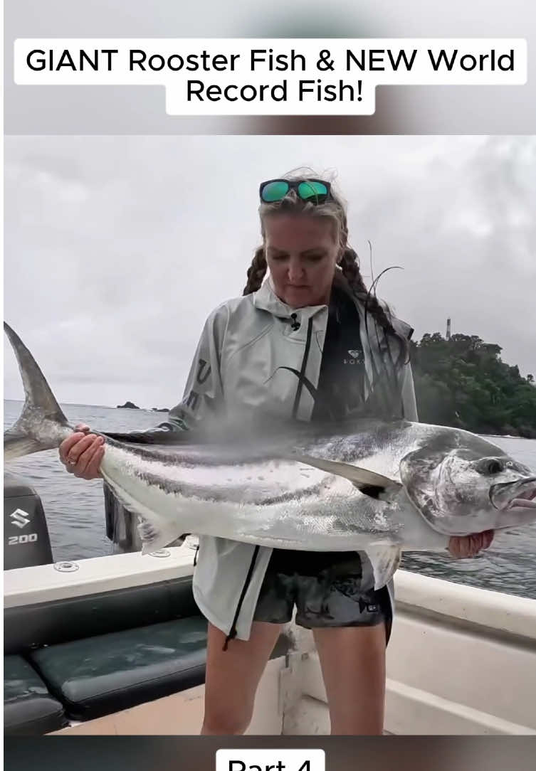 GIANT Rooster Fish & NEW World Record Fish! #kellyyoung #fish #fishing #virul #fypシ