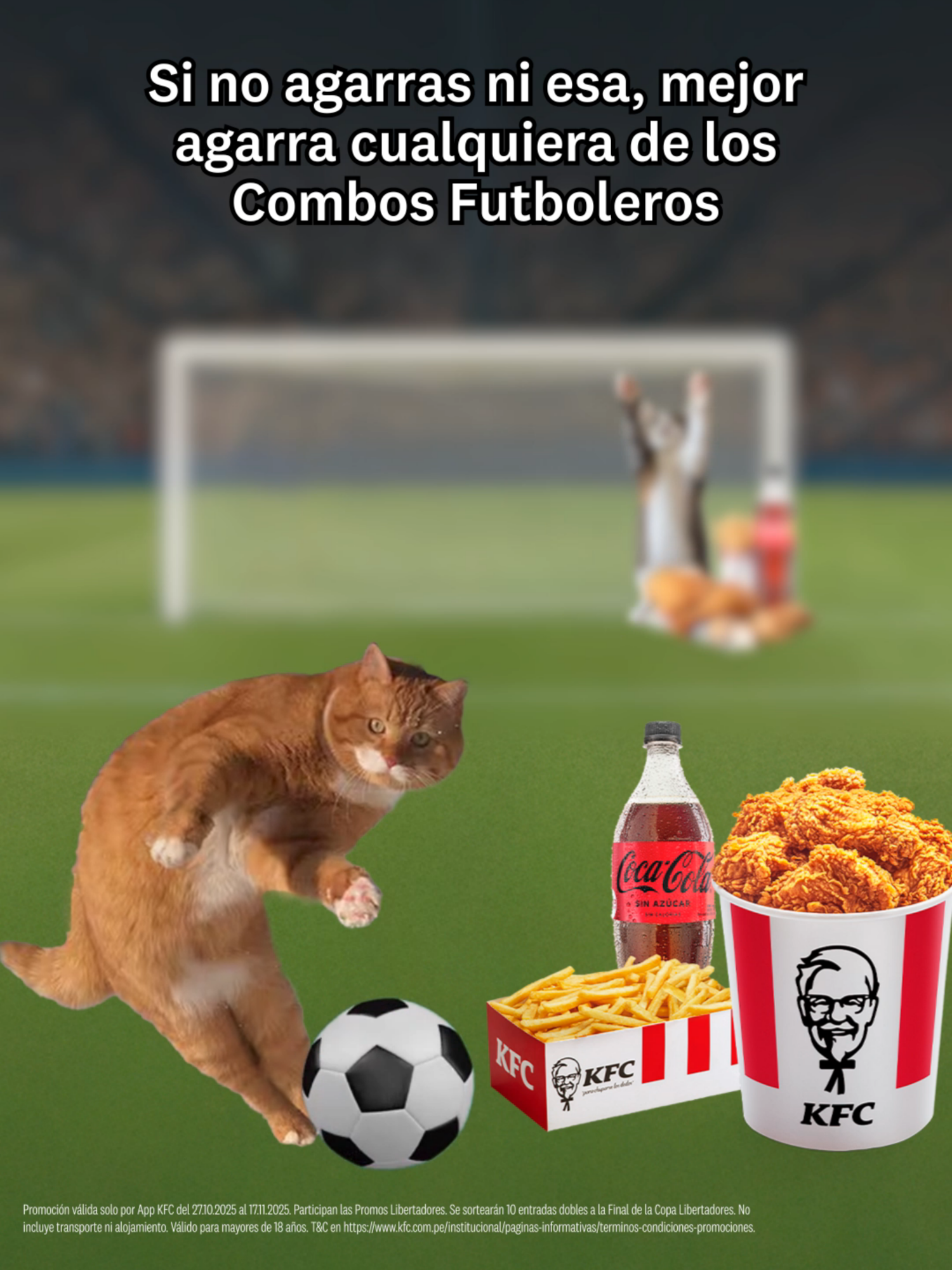Tú puedes ser 1 de los 10 ganadores de la Conmebol Libertadores. Compra cualquiera de nuestros combos futboleros y acumula opciones en el Sorteo. 🥵​ #KFCPerú #KFC