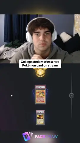 College student wins a rare Pokémon card on stream #kickstreaming 