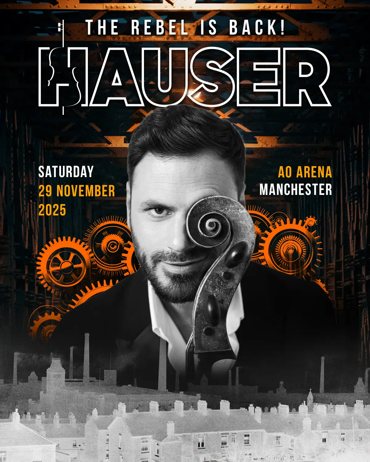 London energized the UK — now Manchester takes the stage! 🎻 November 29th, 2025 at AO Arena Manchester. A night of intensity, emotion and extraordinary music awaits. ❤️  Grab your tickets now — link below! 🎟 #Hauser #Tour2025 #TheRebelIsBack #UK #Manchester