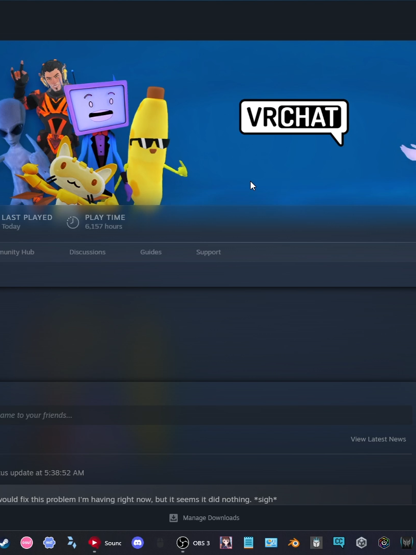 (May 2, 2025) Here's proof that VRChat is broken for me. It's been like this since March 28, over the past 8 months now. #vrchat #vrc #bug #problem #crash #gamecrash