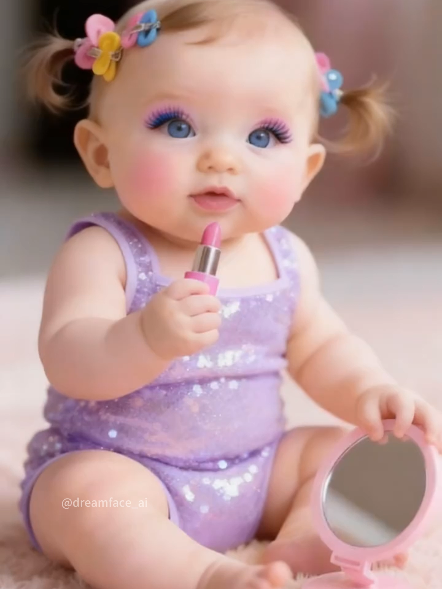 Makeup time with the tiniest influencer🥰#dreamface #baby  #cute #funnymoments #makeup