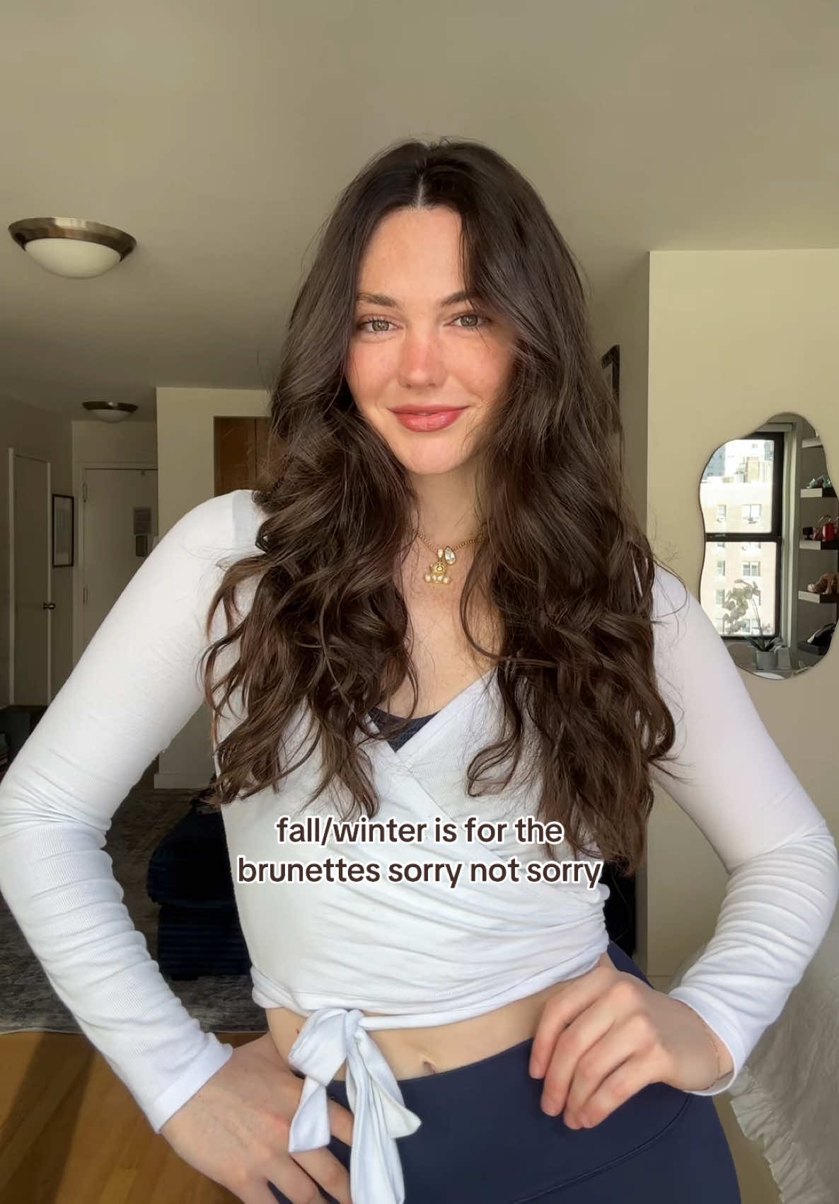 like when your hair goes with the brown monochrome fit >>>> #fall #brunettegirl #brunetteseason #falloutfits #nyc 