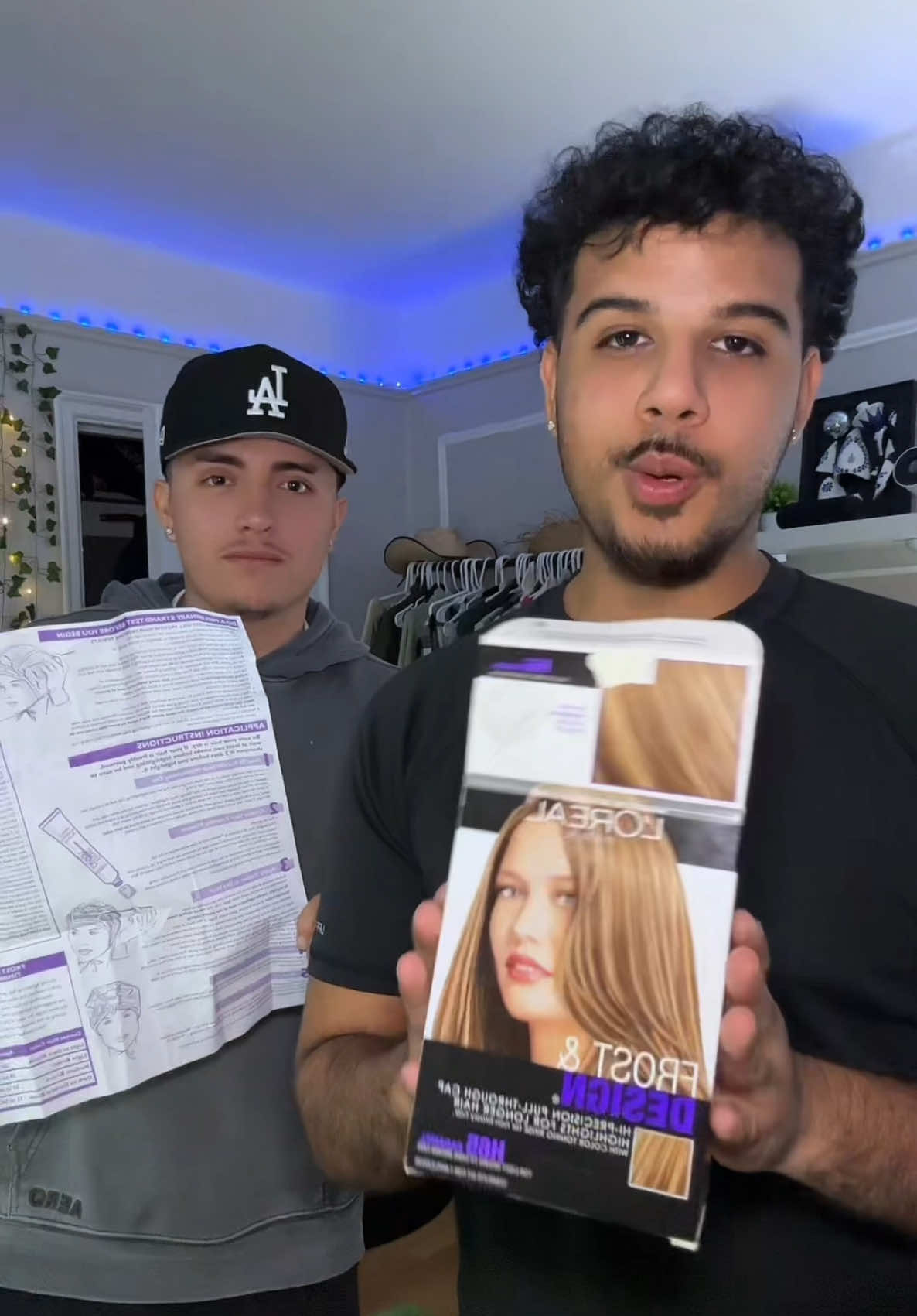 Attempting highlights on our hair… what could go wrong 😭✨ Part 1 || Follow for results 💀@Anthony Ramos #fyp #viral #funny #DIY #highlights 