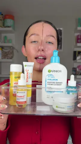 #AD 💛 vitamin C vs Hyaluron 🩵 - morning and nighttime skincare what’s the difference?! @Garnier  #glassskin #skincare #skincareroutine #garnierdayandnight