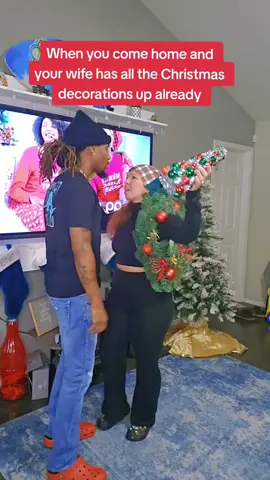 Thanksgiving aint even here yet!! #husbandandwifecomedy #marriagehumor #wivesbelike #christmasdecorations #whocanrelate 
