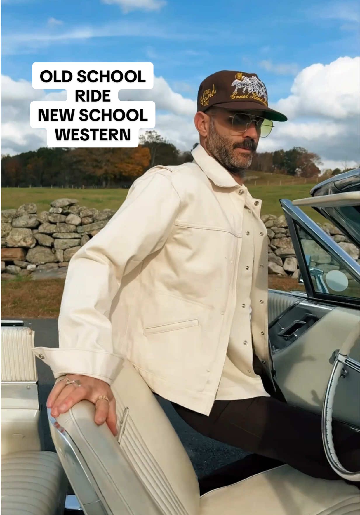 old school ride, new school western #mensfashion #mensstyle #wranglerjeans @Wrangler @H Bar C Ranchwear @Scott James Jewelry @Laredo Western Boots @Johann Wolff 