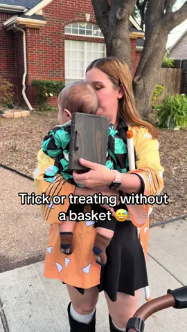 We forgot to buy a goodie basket for trick or treating so we improvised 😆 #tanjiro #babytanjiro #kimetsunoyaiba #zenitzu #demonslayer  