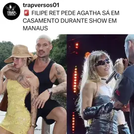 💍 Filipe Ret pede Agatha Sá em casamento durante show em Manaus O rapper Filipe Ret surpreendeu o público ao pedir a namorada, a influenciadora amazonense Agatha Sá, em casamento durante um show em Manaus, na noite do último sábado (1º). O momento emocionante aconteceu durante a apresentação na Praia do Tropical Executive, na Zona Oeste da capital, que faz parte da turnê “Nume” — projeto que encerra uma trilogia importante na carreira do artista. Agatha, natural do município de Nova Olinda do Norte (AM), foi chamada ao palco por Ret, que interrompeu o show e, diante da multidão, disparou: 👉 “Casa comigo, gostosa.” Sorrindo, Agatha respondeu: 💬 “Só se tu ajoelhar pra mim.” Foi então que o cantor se ajoelhou, colocou a aliança no dedo da influenciadora e ainda cantou um trecho da música “Amor Livre”: 🎶 “Você me libertou, por favor, fique.” O público foi à loucura, aplaudindo e registrando o momento que rapidamente viralizou nas redes sociais. 💞 Um pedido romântico, com a cara de Filipe Ret — direto, intenso e cheio de emoção. 👉 E você, o que achou desse pedido de casamento em pleno palco? #filiperet #agathasa #casamento 