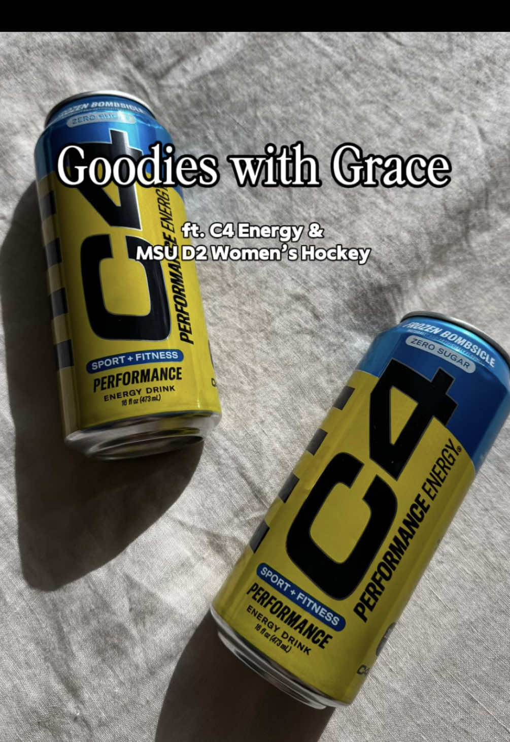 shoutout to @C4 Energy for making this happen, and shoutout to the @msuwhockeyd2 team for putting up with my weirdness🤭 #c4partner #c4energy #womenshockey #collegehockey #hockey 