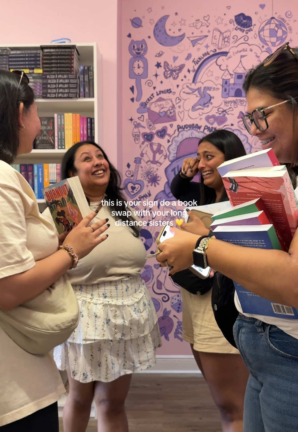 watch to the end to see which ones we picked! my sister and i drove to orlando to meet up with my cousins for the jonas brothers concert, but as book lovers we of course had to stop at a romance only bookstore?! we spent nearly 2 hours in here just browsing, shopping (also laughing. clearly.) and trying to pick the perfect book to read and then swap with each other once we’re done. we were so giddy with excitement and decided to also annotate in the books so we could see what each of our thoughts were while reading it. i can’t wait!! 💗 book picks: ⭐️ burnout by rebecca jenshak ⭐️ unmasking love by erin marie bassett ⭐️ caught on camera by chelsea curto ⭐️ silver linings by violet page @Priyanka✨ATL Beauty&Lifestyle @Priyanka Mehta Patel @Kajal Patel  #bookstore #BookTok #BookRecommendations #bookish #bookhaul 