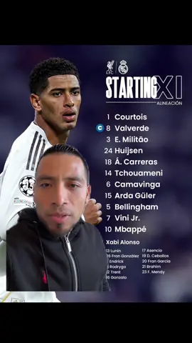 Alineación del Real Madrid vs Liverpool #realmadrid #chanpionsleague #liverpool 
