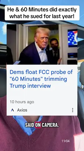 Democrats are demanding a probe into 60 Minutes after they aired only 28 of 90 minutes.. editing out Trump’s most outrageous comments to protect him. Journalism shouldn’t play defense for power. #60MinutesScandal #TrumpInterview #MediaAccountability #DemocracyMatters #PoliticalCorruption @cbsnews @60 Minutes @Axios @The Guardian @The Associated Press –USA @Forbes @Newsweek @TheWashingtonPost @PEOPLE MAGAZINE ENTERTAINMENT @Deadline 