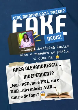 📰 Libertatea strecoară fake news despre Anca Alexandrescu! Candidatul independent devine… membru de partid? 😏 Adevărul: ea este independentă, iar presa manipulează alegătorii care nu o cunosc. Tu ce crezi: informare corectă sau manipulare electorală la vedere? 🛑 #FakeNews #Manipulare #Libertatea #AncaAlexandrescu #trezesteteromane🇹🇩 @Partidul AUR ✔️ @Realitatea Plus @GEORGE SIMION @Robert Turcescu @Marius Tucă @ancaalexandrescu.oficial 