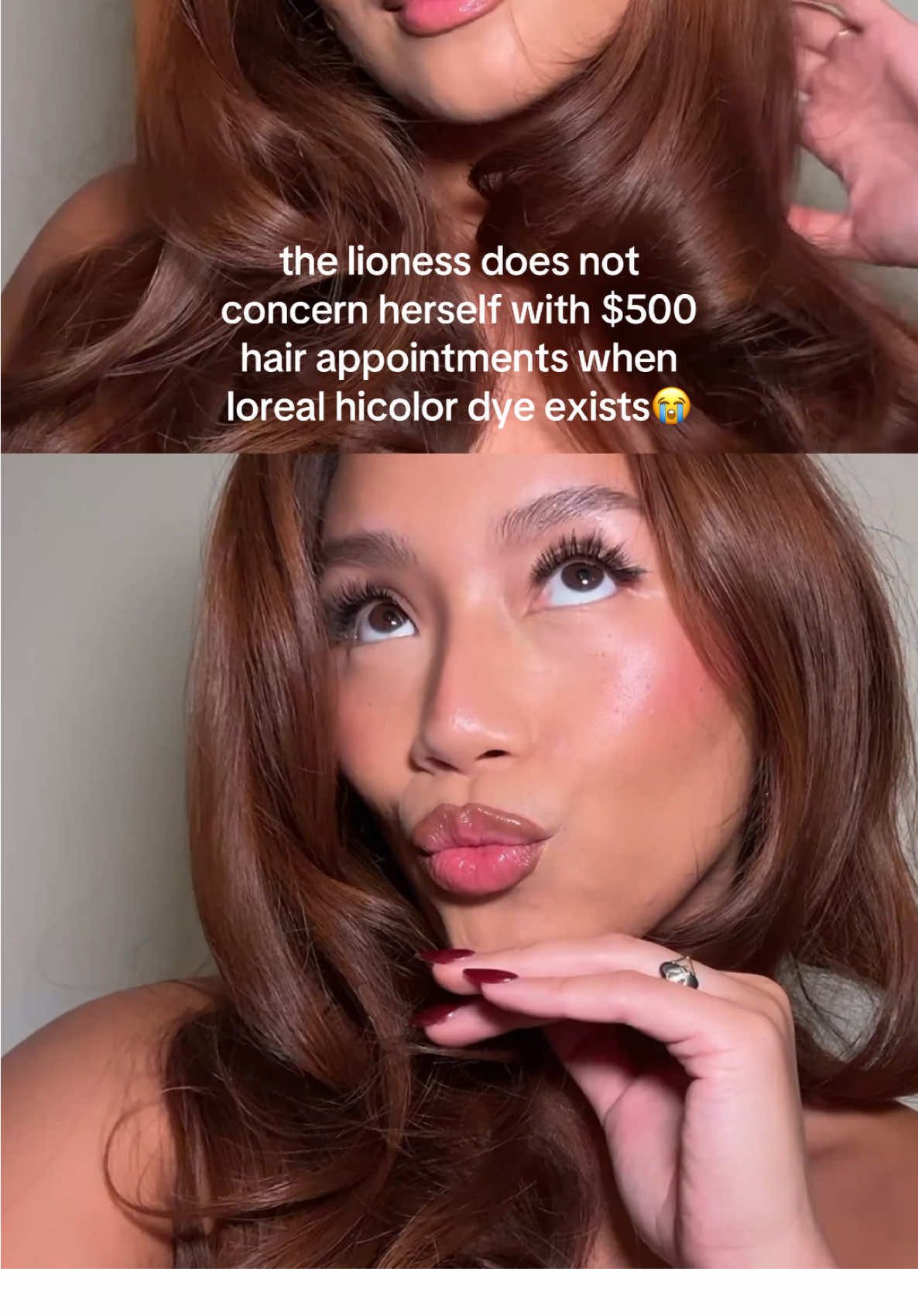 no risk no reward 😅 #auburnhair #lorealhicolor #athomehaircolor #copperbrownhair #diyhaircolor 