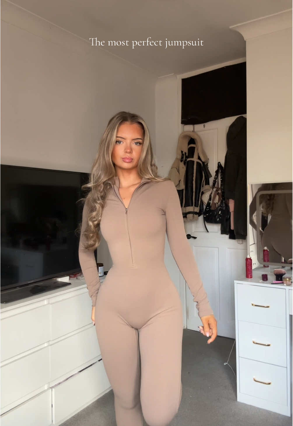 This is so perfect for autumn/winter and it’s literally so soft 🤍 this colour is unreal too #autumnoutfits #girlythings #outfitinspo #fyp #jumpsuit 