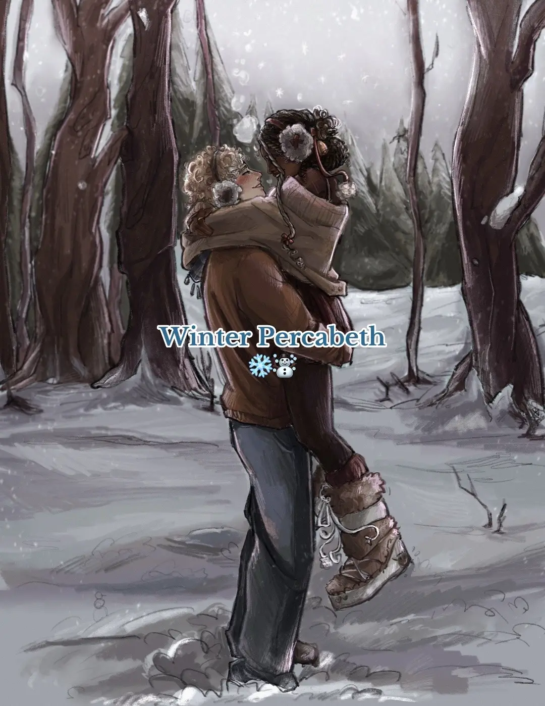 Winter is Percabeth’s time if we really think about it (aka the time of episode releases🙂‍↕️) #percabeth #annabethchase #percyjackson #pjo #fanart 
