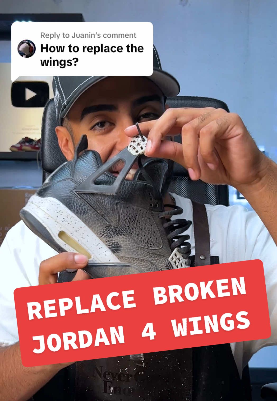 Replying to @Juanin  it’s as easy getting new parts, prep, glue, and stitch.  But the glue job can hold as well depending on how much force you’re putting back on the wings.  We have a few videos on YT that cover the process more in depth.  #reshoevn8r #sneakerrestoration #DIY #sneakers #howto 