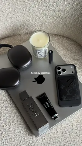 hello boy essentials 🩶  @apple @diptyque Paris @BYREDO @Louis Vuitton @YSL Beauty @chanel.beauty  #apple #iphone17 #iphone17promax #essentials #louisvuitton  Apple boy essentials