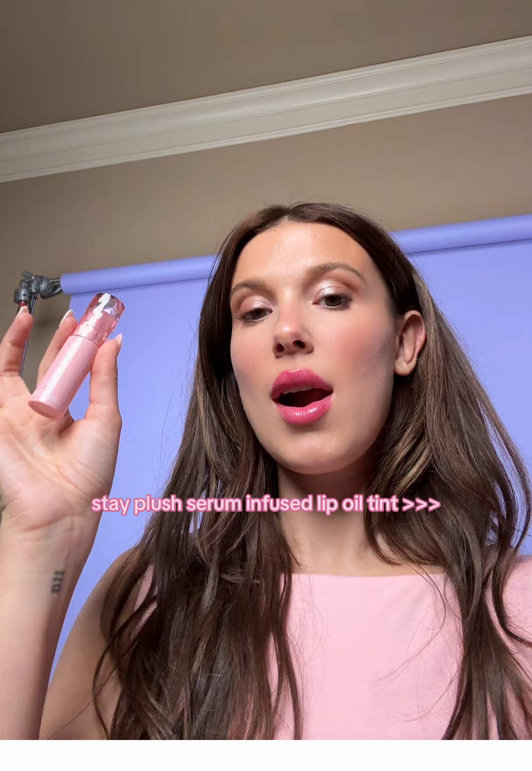 sweet, soft, and 100% plush 😚💗 MBB is wearing shade strawberry sunrise #florencebymills #milliebobbybrown 