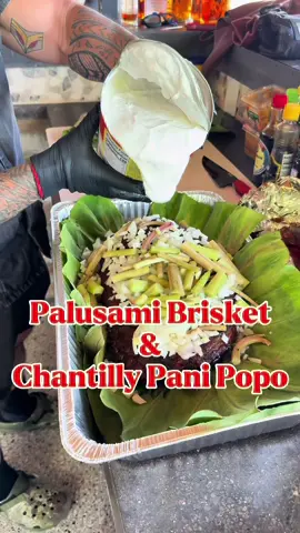 Brisket Palusami & Chantilly Pani Popo ⬇️ 2 of my favorite dishes that I created and it was an honor to cook for @travisbrownemma , Ronda Rousey and Ohana for Kaleo’s graduation party. Been super blessed that my path crossed with Travis 🙏 I was super humbled and blessed by the experience, thank you so much again Travis for the opportunity and for my good friends @blazingstarbbq and @chucksflavortrain for coming down and helping me bring my menu to life.  I am super excited to announce that I will be leading Team Montana Knife Company at this year’s @ in Hondo, TX November 8. I love being tasked with pushing Polynesian flavors forward, especially in the mainland! We will have an umu, and serving up fa’alifu with my miso chimichurri. Grill: @greenmountaingrills Would you smash those dishes? #samoanfood #hawaiistagram #hawaiifoodie #hawaiieats #brisket 