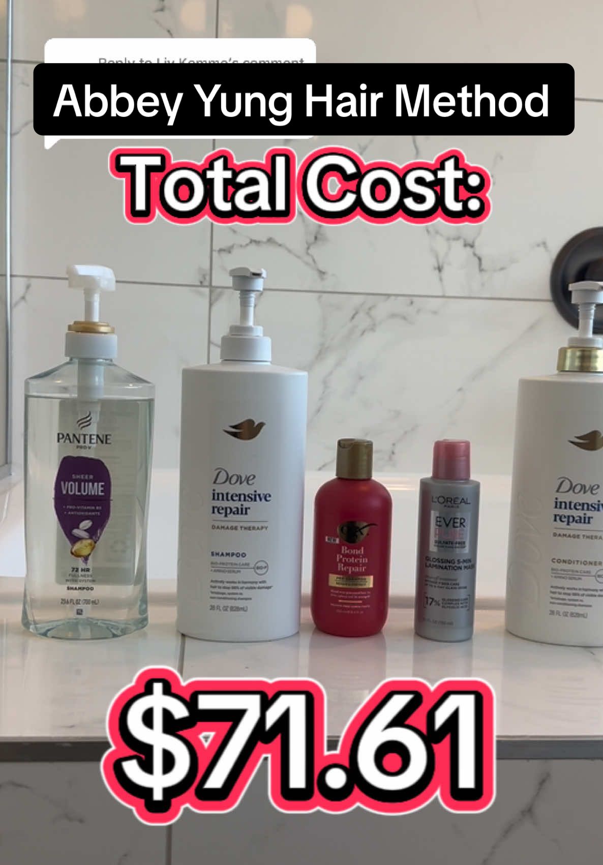 Replying to @Liv Kemme how much will this hair routine cost me? Here to simplify how much I spent on the items I selected!  #abbeyyungmethod #abbeyyung #haircare #hairtok #hair 