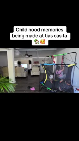 These kiddos are entertained for hours on this little trampoline it is very sturdy and well made instructions are simple enough I put it together myself it fits indoors in case it gets too cold this summer. ❄️ great to add when you have many little ones that need to burn some indoor energy haha. 