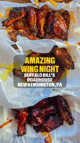 I went to Buffalo Bill’s Roadhouse in New Kensington for their wing night. @Jessies Eddies loves this place for their wing night and insisted I had to try it. So we went for their wing night and I definitely see why she loves this place. The wings at Buffalo Bill’s are never fried, but grilled in a conveyor oven, pretty big, and tossed in some delicious housemade sauces. We ordered Spicy Ranch, which was Jess’s favorite, BBQ, which was my favorite, Italian Garlic Herb, Buck Naked and General Jake’s. I’m definitely going to have to go back for wing night again. Their wing night is on Tuesday.
 📍Buffalo Bill’s Roadhouse
 2301 Freeport Rd
 New Kensington, PA 15068
 #pittsburgh #wings #chickenwings #wingnight #restaurants 