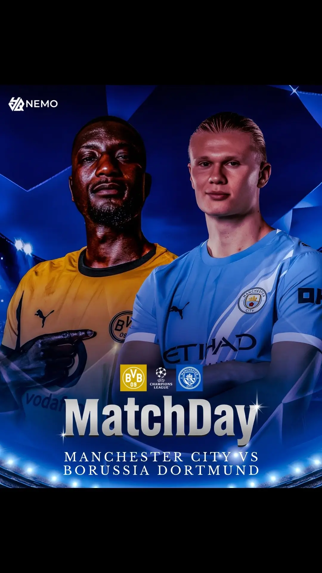 Match Day Manchester City vs Dortmund UEFA Champions League #GameDay #FootballDesign #MatchDay #ChampionsLeague #UCL #manchestercity #dortmund 