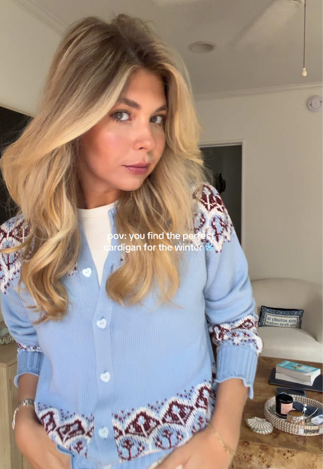 if you are looking for the perfect sweater you NEED this one from @Roller Rabbit !!! it’s PERFECT!!! the blue i’m obsessed you guysss! #rollerrabbit #sweater #cardigan #winterfashion #casualoutfits 