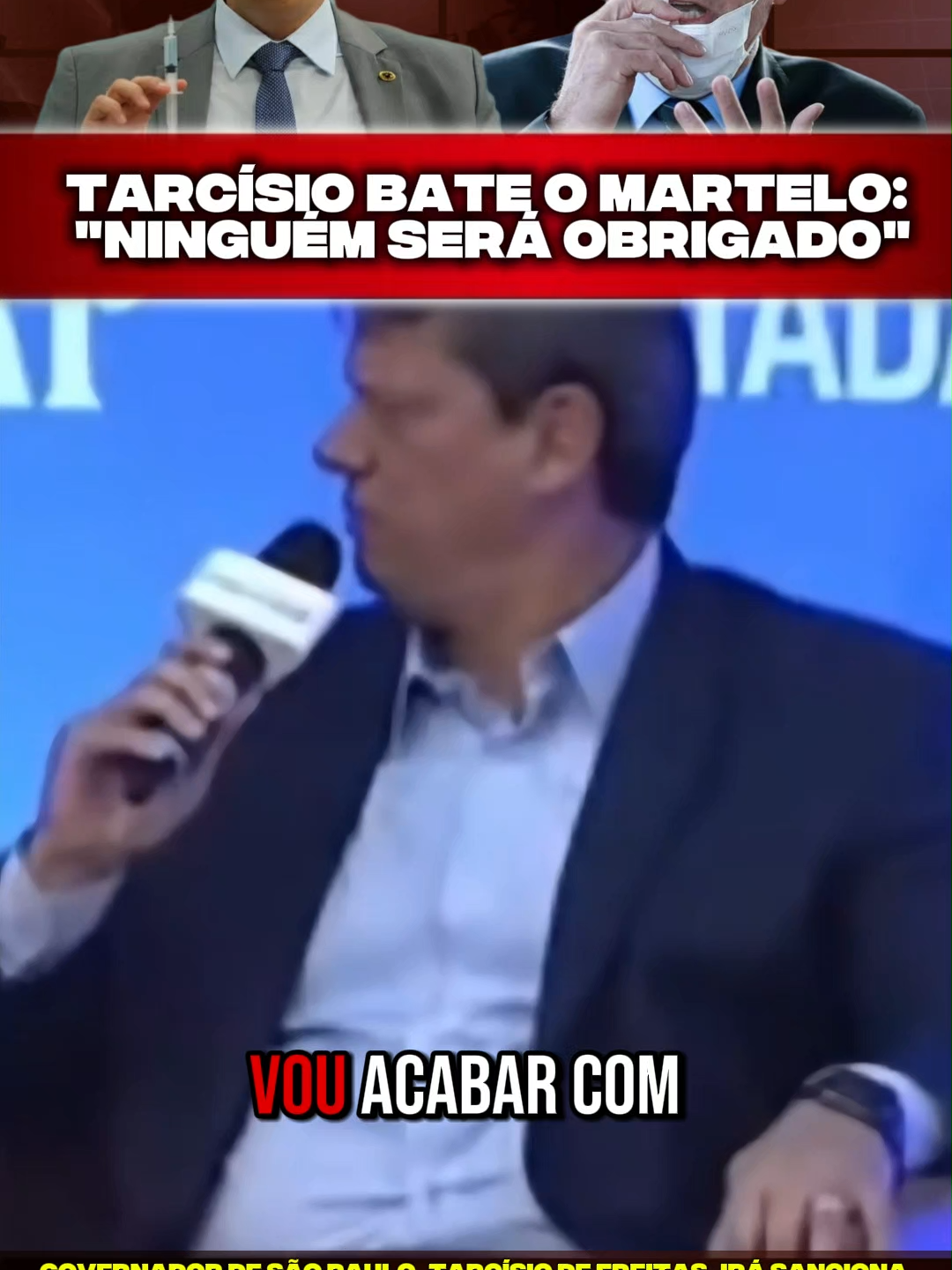 🚨 ACABOU A OBRIGATORIEDADE! 🚨 Tarcísio de Freitas põe fim à exigência do passaporte da vacina em SP. Ele afirma: 