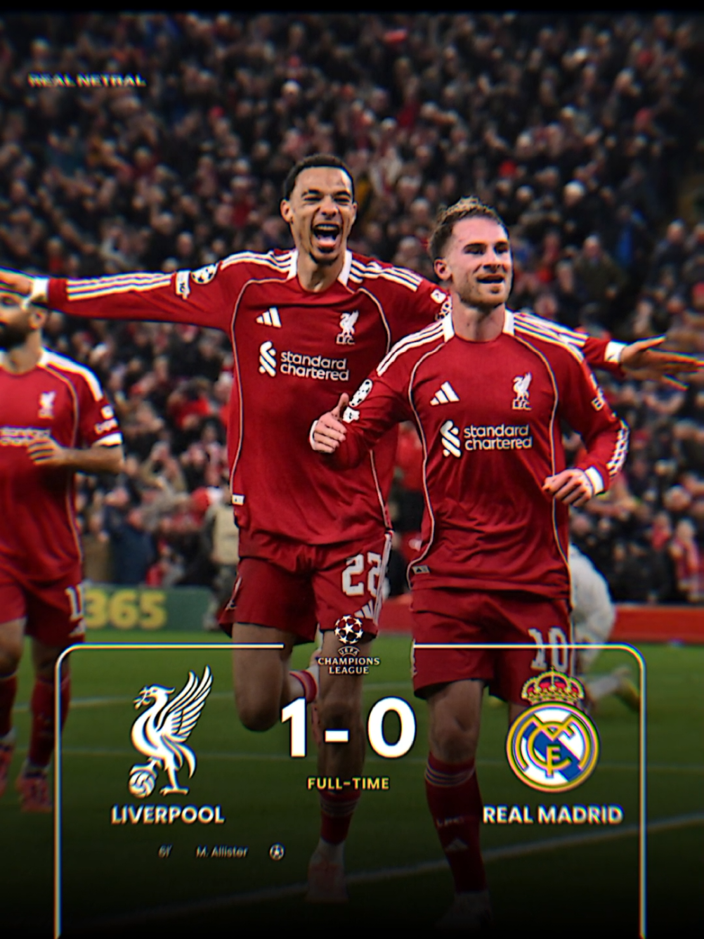 FT Ipul menang 1-0 atas Real Madrid🔥 gol satu2nya dicetak oleh Alexis Mac Allister di menit 61' #ucl #liverpool #realmadrid #liverpoolvsrealmadrid #fyp 