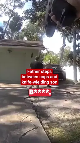 This is the moment a father stepped in front of Florida police officers after his son attacked him with a hunting knife. Volusia sheriff's deputies responded to a Deltona home on Sunday (2 October) following reports that a young man injured his father and was threatening to kill four children in the house. Click the link in bio for more 🔗