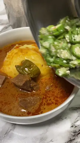 Okra in my light soup? Always! 😋 Paired with fufu, it’s a whole vibe. . #Chefgabi #chefgabio #AfricanFoodLovers