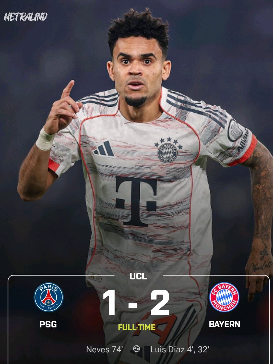 UCL: PSG 1-2 BAYERN 🤯 Bayern bungkam sang juara bertahan ucl 2-1, Bayern bermain dengan 10 pemain di babak kedua,Luis Diaz cetak 2 gol, namun kartu merah karena tackle mencederai Hakimi,bayern menang lagi, win streak mereka berlanjut jadi 16 laga musim ini. #bayern #psg #ucl #hakimi #luizdiaz #championsleague 