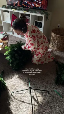 UPDATE: the tree is up and i did it all by myself 😊 it’s feeling so cozy and decorated in the apartment! . . #fyp #justagirl #independentwoman #relateable 