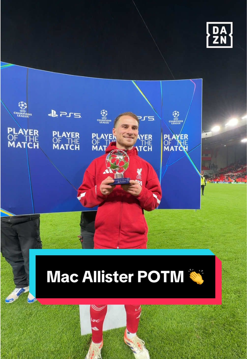 Alexis Mac Allister earns the POTM award after his game-winner for Liverpool against Real Madrid 🙌 ⚽️ #UCL GAME ON | Watch the UEFA Champions League LIVE in select territories including select games in Spanish in the U.S. | DAZN.com