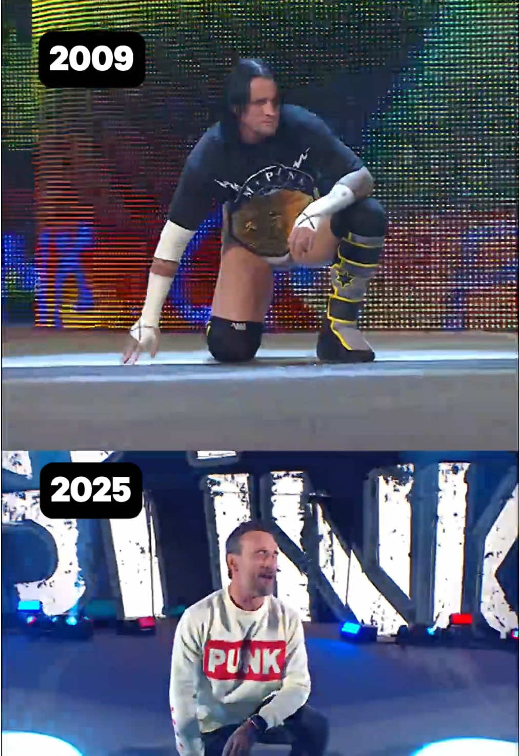 the only man to hold both versions of the World Heavyweight Title! #WWE #CMPunk