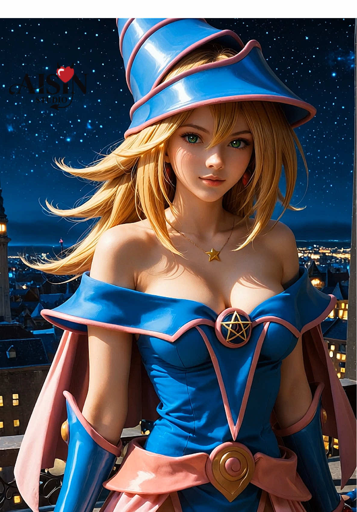 Dark Magician Girl ✨ realistic transformation 🪄👩‍🎨   #DarkMagicianGirl #YuGiOh #AIAnimation #FYP #AisinStudio