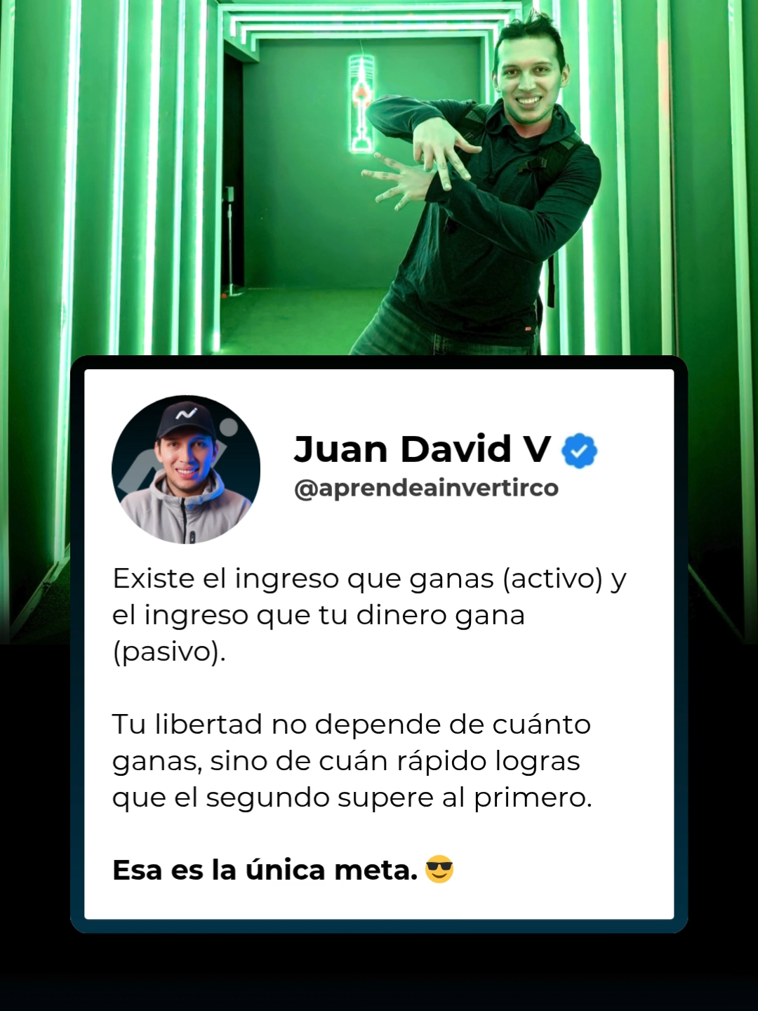 ❎La mayoría de la gente está enfocada en la meta equivocada. 😵❎ Te matas trabajando para subir el Ingreso Activo (el que depende de tus horas), pero la verdad es que la libertad financiera no se trata de tener un súper sueldo. Se trata de lograr que tu Ingreso Pasivo (el que viene de tus inversiones) crezca lo suficiente como para pagar todos tus gastos. Piensa en esto: Si cada aumento que recibes lo usas para subir tu nivel de vida (comprar un mejor carro, una casa más grande), tu Ingreso Pasivo nunca va a poder alcanzarte. No te quedes atrapado ahí. Como siempre, la clave está en la disciplina. Usa inteligentemente los aumentos de tu Ingreso Activo para alimentar la máquina de tu Ingreso Pasivo. Cuéntame, ¿Esta también es tu meta? Te leo 👇 #aprendeainvertir #educacionfinanciera #finanzaspersonales
