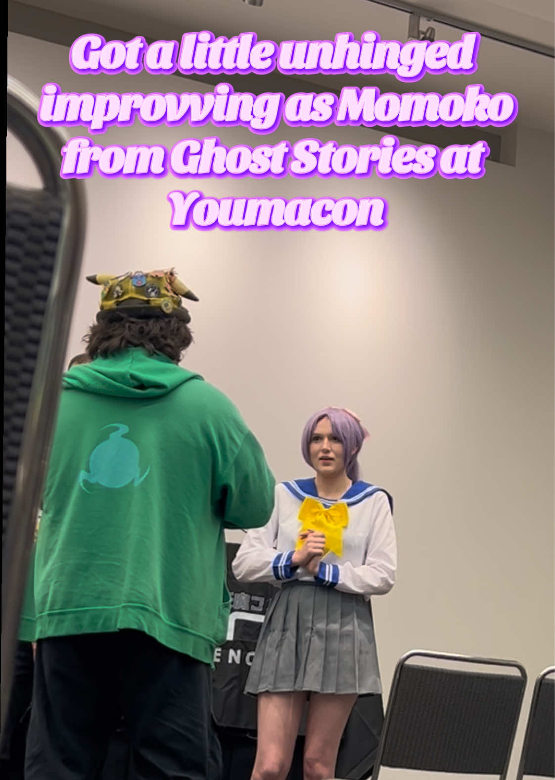 I was definitely on the line Thanks to all in the Whose line is it anyway panel for giving me permission to post this  #animeconvention #improv #cosplay #cosplaytiktok #ghoststoriesdub 