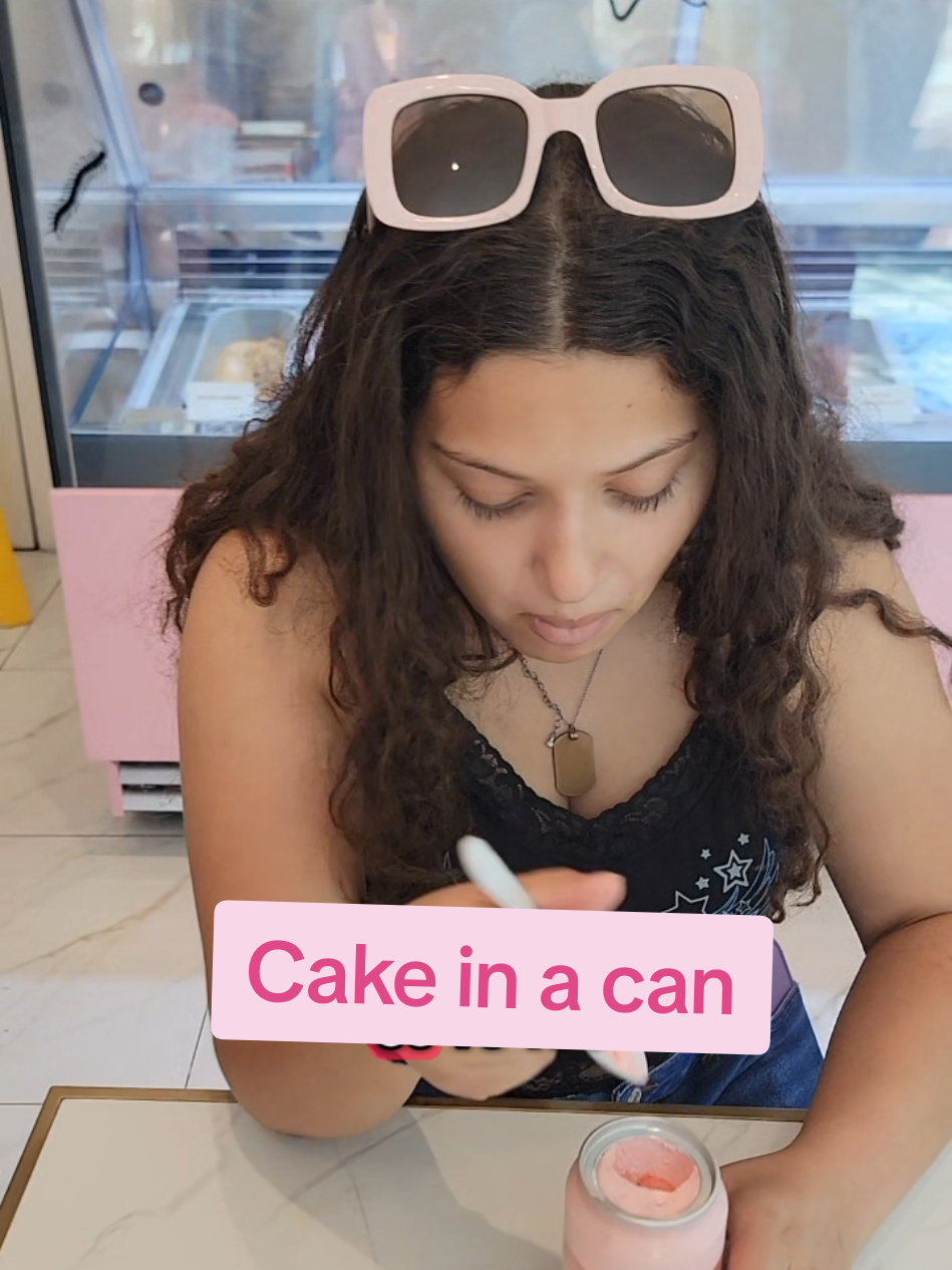 Cake in a can was surprisingly moist and tasty. This would make for a good dessert on the go and is perfect for kids as they cant really drop it. let us know id you would try cake in a can. #cakeinacan #uniquedesserts #wintergardenflorida #orlandobakery 