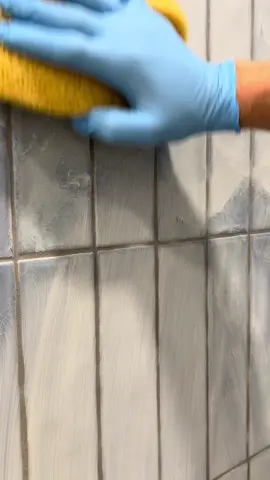 Satisfying cleaning after grout 🧼  People were trippin in the comments about me not using spacers to install this tile. There is still space for grout 👌  #BathroomRemodel #TileGrout #DIYRenovation #HomeImprovement #ShowerRemodel