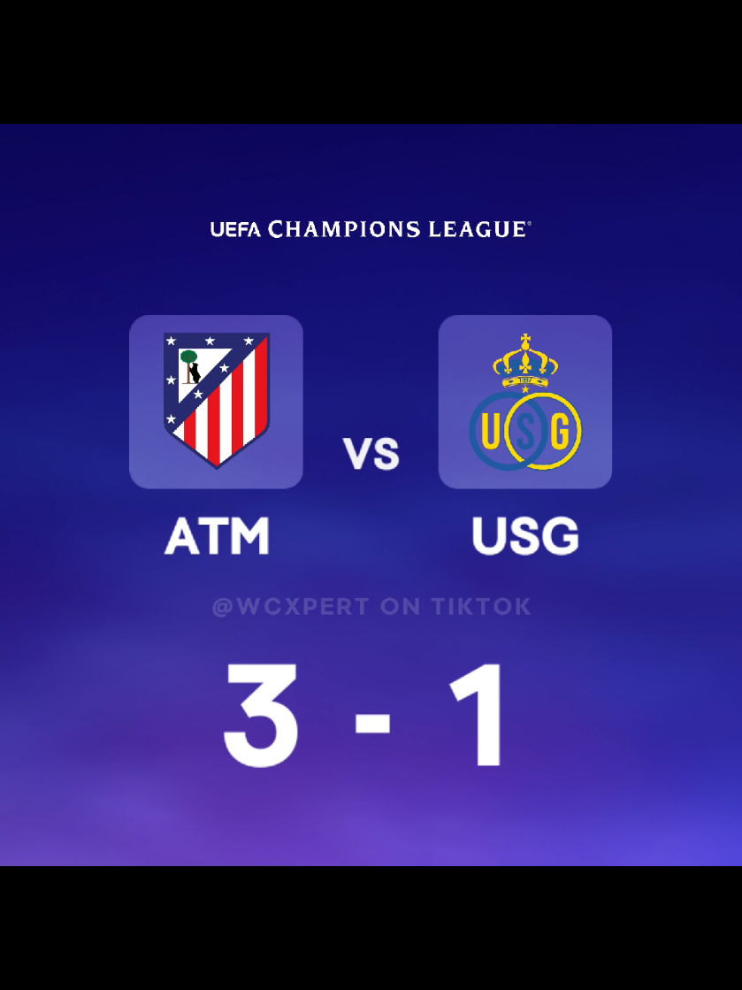 Atletico Madrid 3-1 Union Saint-Gilloise #atleticodemadrid #unionsaintgilloise #ucl #uefachampionsleague #championsleague  Atlético Madrid defeated Union Saint-Gilloise 3-1 at the Estadio Metropolitano. The hosts secured a much-needed win after a rocky start to their European season, with goals coming from Julián Álvarez, Conor Gallagher, and Marcos Llorente.  Atlético had to overcome some early pressure from the visitors before Álvarez opened the scoring in the 39th minute. Union SG had a goal from Antoine Griezmann ruled out for offside just before halftime after a VAR review. While Atlético had several chances after the break, it was substitute Conor Gallagher who extended the lead in the 72nd minute, pouncing on a loose ball in the box.  Union SG pulled a goal back in the 80th minute when Ross Sykes headed home, setting up a nervy finish for the home side. However, any comeback hopes were extinguished deep into stoppage time when Marcos Llorente scored Atlético's third goal with a powerful finish, ensuring the victory for Diego Simeone's team. 