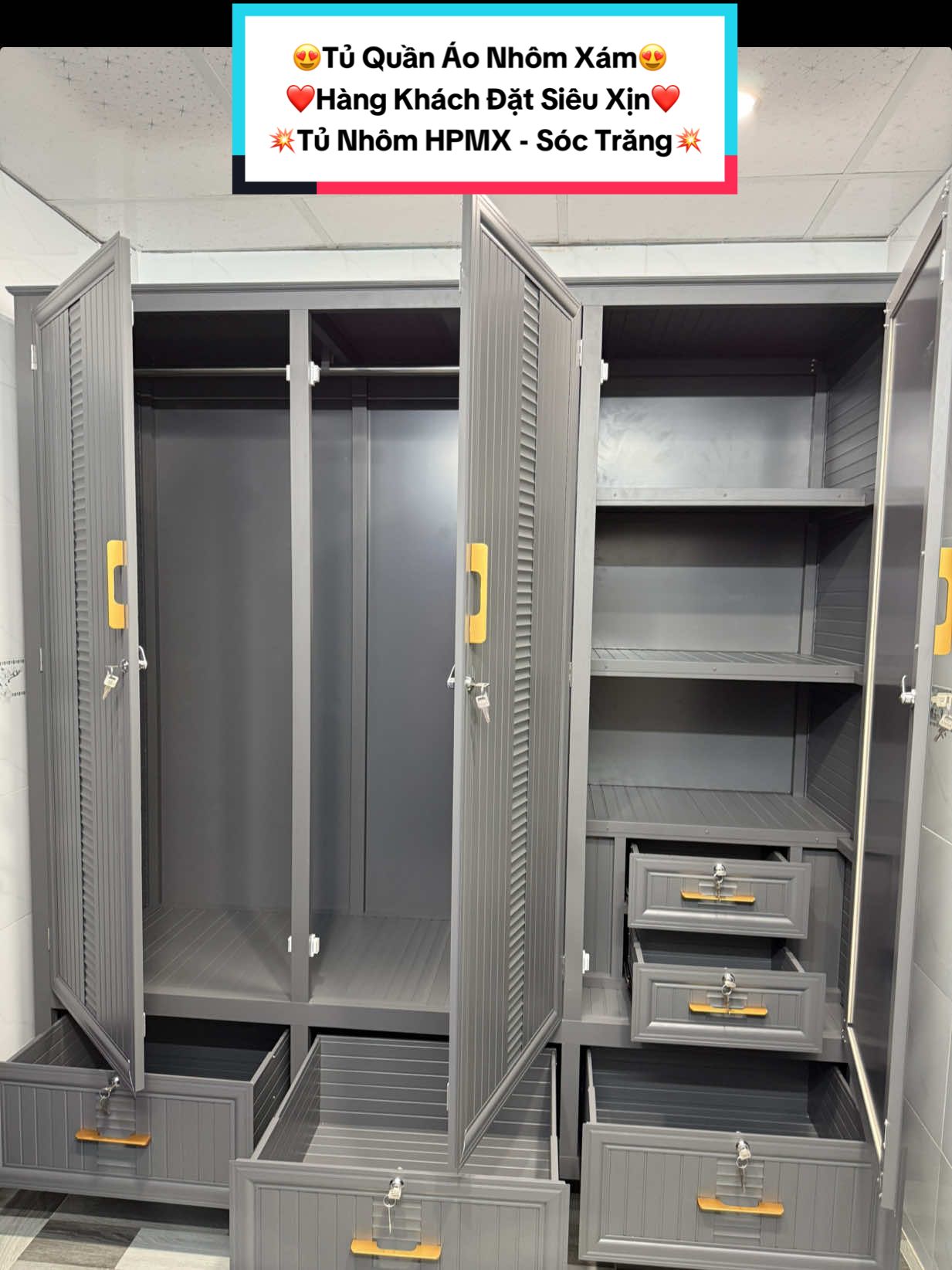 ❤️ Tủ Quần Áo Nhôm Xám - Hàng Đặt Của Chị Khách Ở TP Sóc Trăng ❤️ Em Cám Ơn Quý Khách Hàng Thật Nhiều ❤️ #tuquanao #tuquanaodep #tuaonhom #nhomkinh #noithatdep 